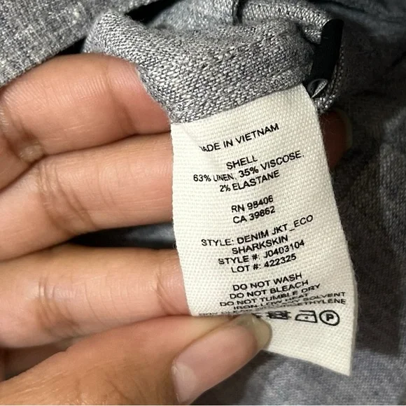 THEORY Melange Linen Eco Denim Sharkskin Gray Blazer Button Down Jacket Top